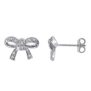 Stella Grace Sterling Silver Diamond Accent Bow Stud Earrings